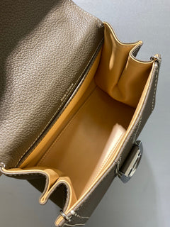 Delvaux Brillant Mini Leather Bag Taupe Ferragens Prata