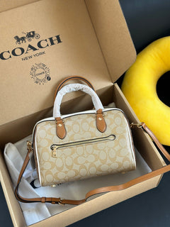 Coach Rowan Satchel Beje / Off-White Signature Canvas