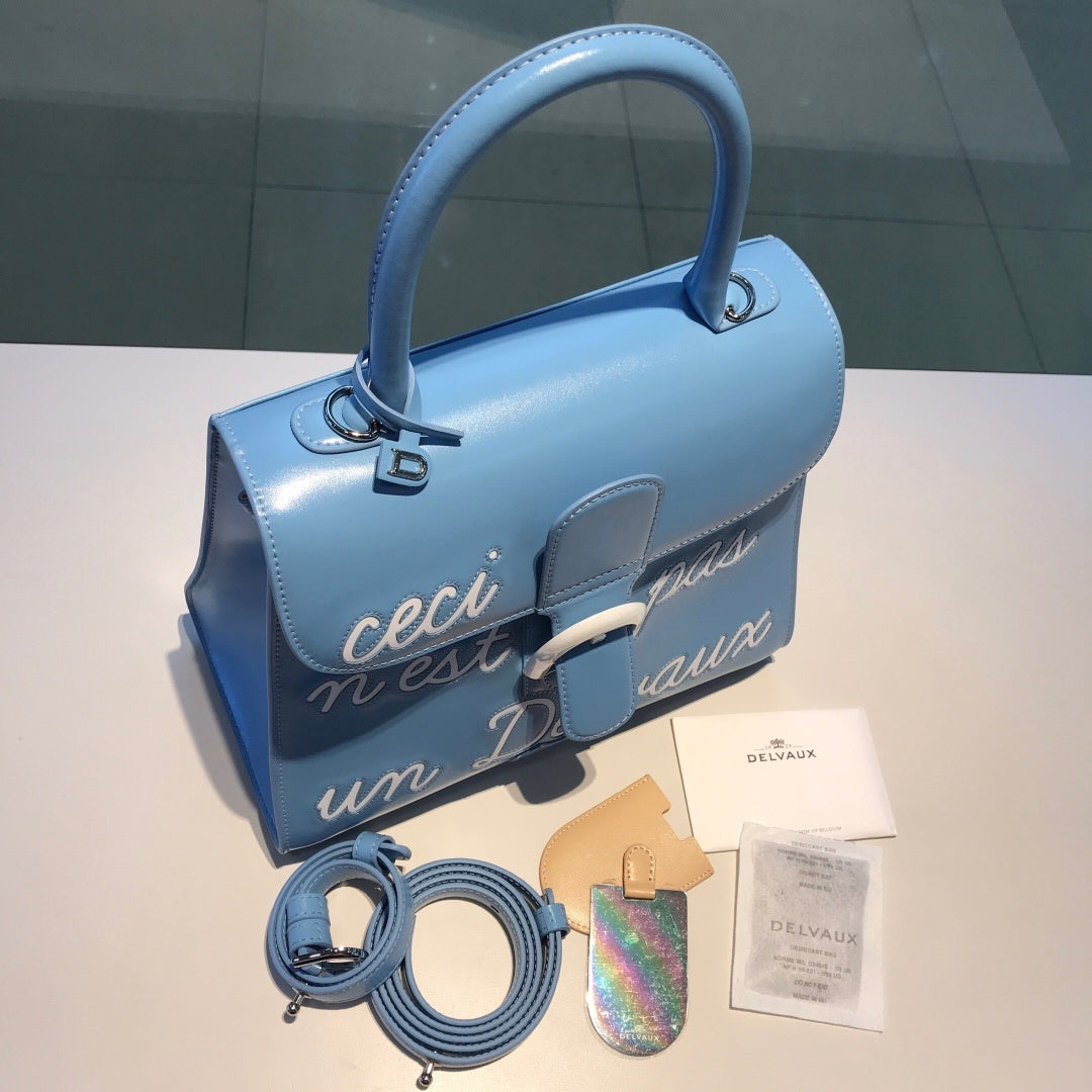 Delvaux Brillant L'Humour Lettering Blue / White