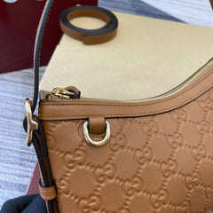 Gucci GG Emblem Small Shoulder Bag Brown