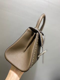 Delvaux Brillant Mini Leather Bag Taupe Ferragens Prata