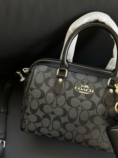 Coach Rowan Satchel Black Signature Canvas