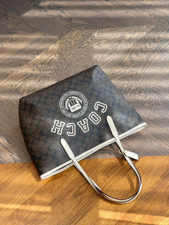 Coach City Tote Varsity Signature Canvas Brown / Off-White