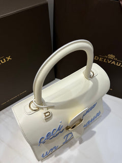 Delvaux Brillant L'Humour Lettering Off-White / Blue