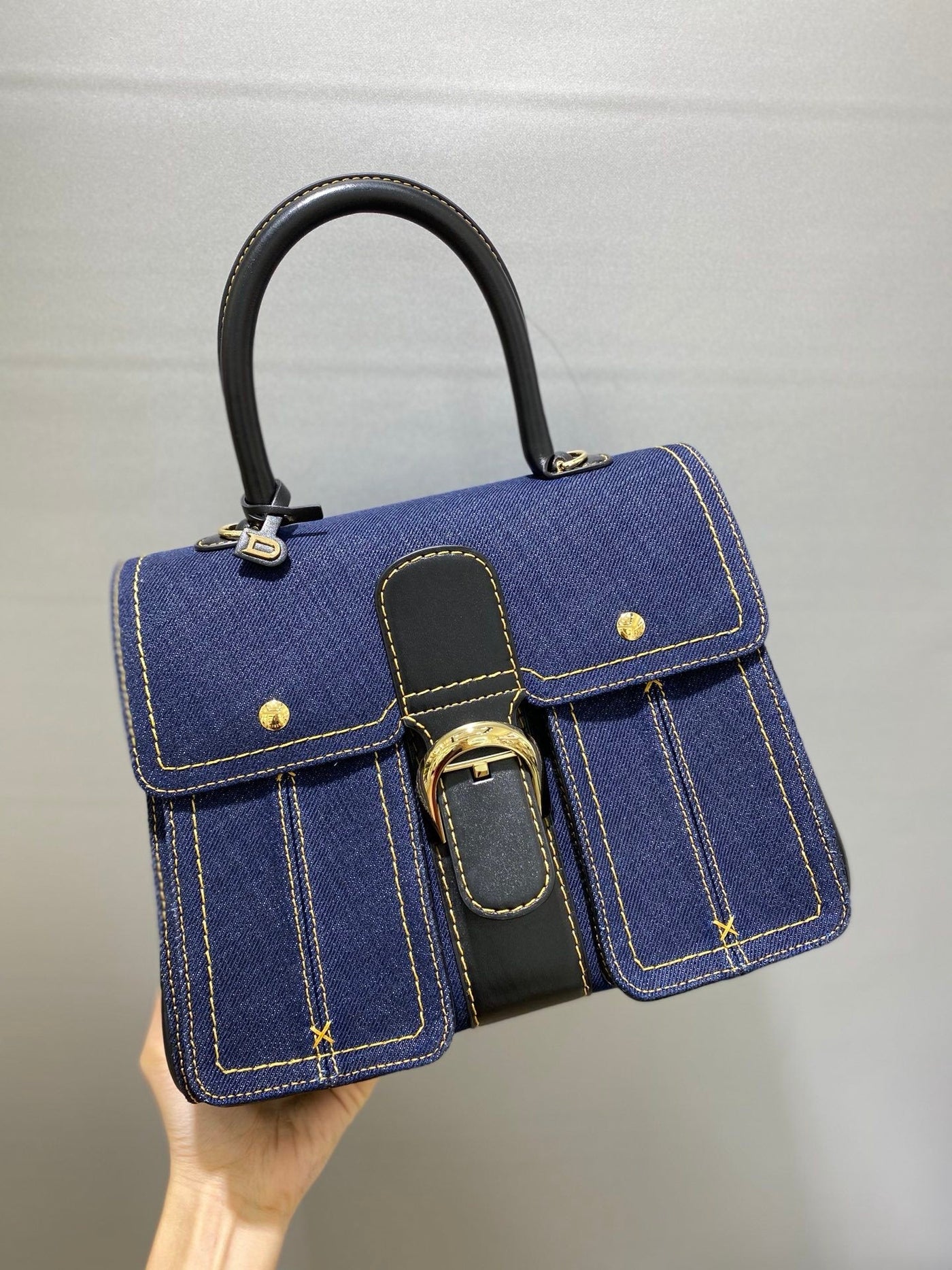 Delvaux Brillant Mini Denim Navy Blue