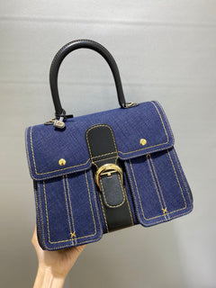 Delvaux Brillant Mini Denim Navy Blue