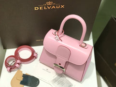 Delvaux Brillant Mini Leather Bag Pink Ferragens Prata