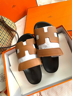 Hermes Chypre Sandal Naturel Black Smooth Calfskin Leather.