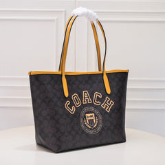 Coach City Tote Varsity Signature Canvas Brown / Yellow