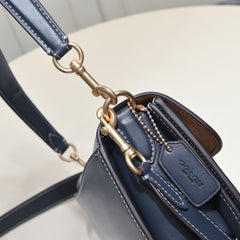 Coach Morgan Signature Shoulder Bag Azul Navy Ferragens Douradas