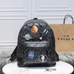 Coach West Backpack Space Edition Signature Canvas Black