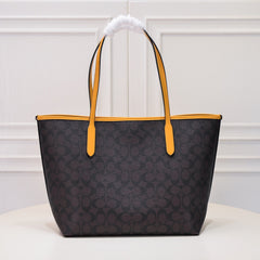 Coach City Tote Varsity Signature Canvas Brown / Yellow