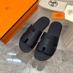 Hermes Izmir Sandal Noir Smooth Calfskin Leather Black.