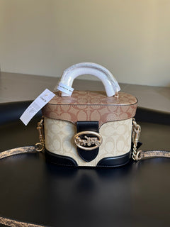 Coach Georgie Gem Crossbody Bag Shouder Khaki Bege Ferragens Douradas
