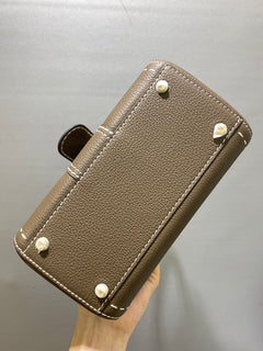 Delvaux Brillant Mini Leather Bag Taupe Ferragens Prata