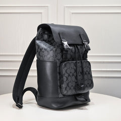 Coach Track Backpack Signature Canvas Black
