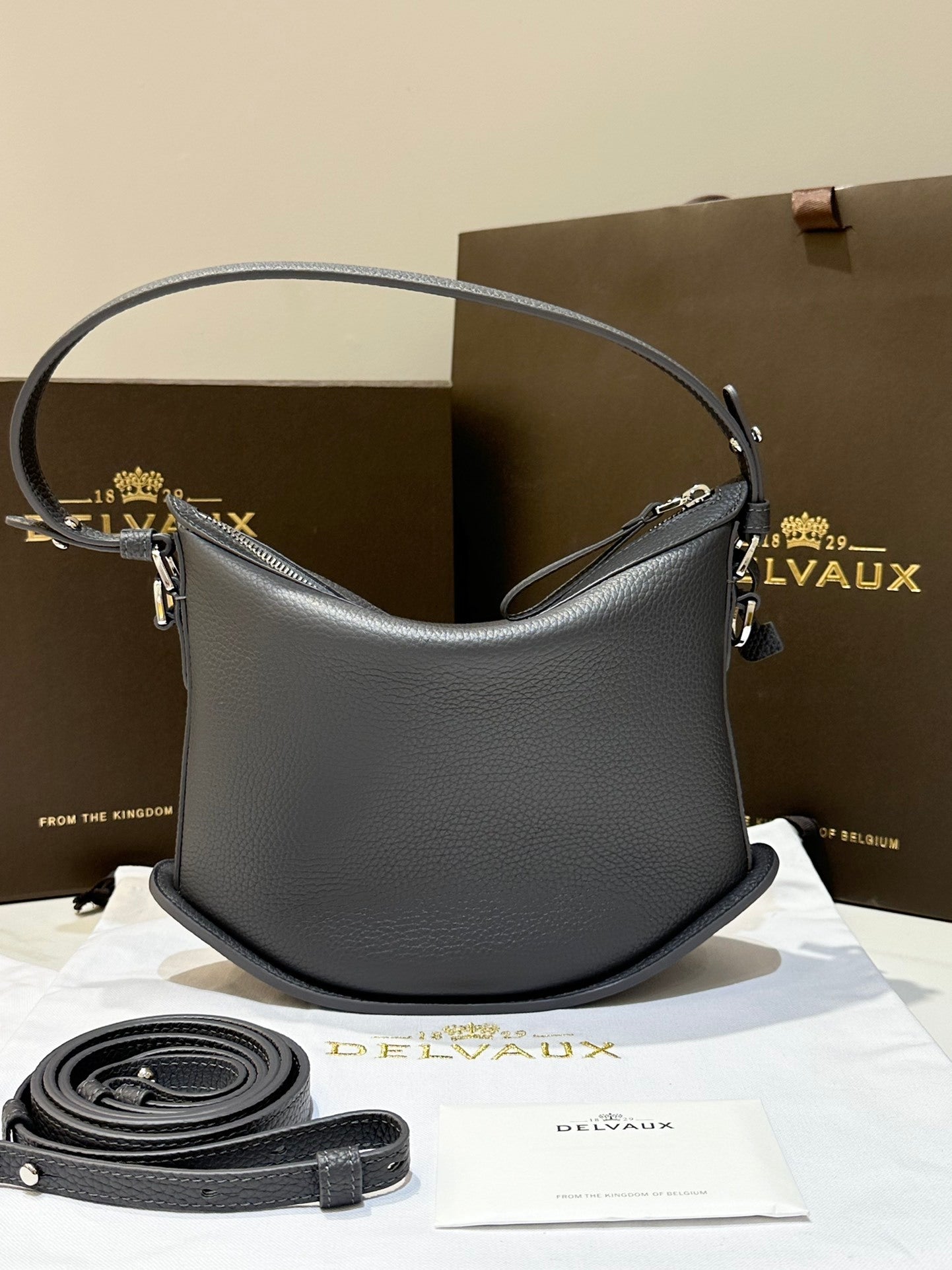 Delvaux Pin Swing Shoulder Bag Stone