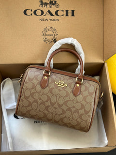 Coach Rowan Satchel Beje / Brown Signature Canvas