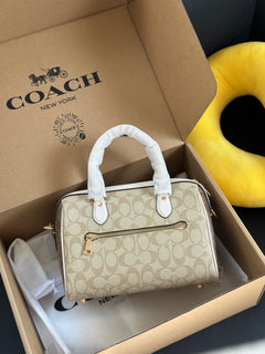 Coach Rowan Satchel Khaki / Off-White Signature Canvas