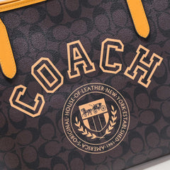 Coach City Tote Varsity Signature Canvas Brown / Yellow
