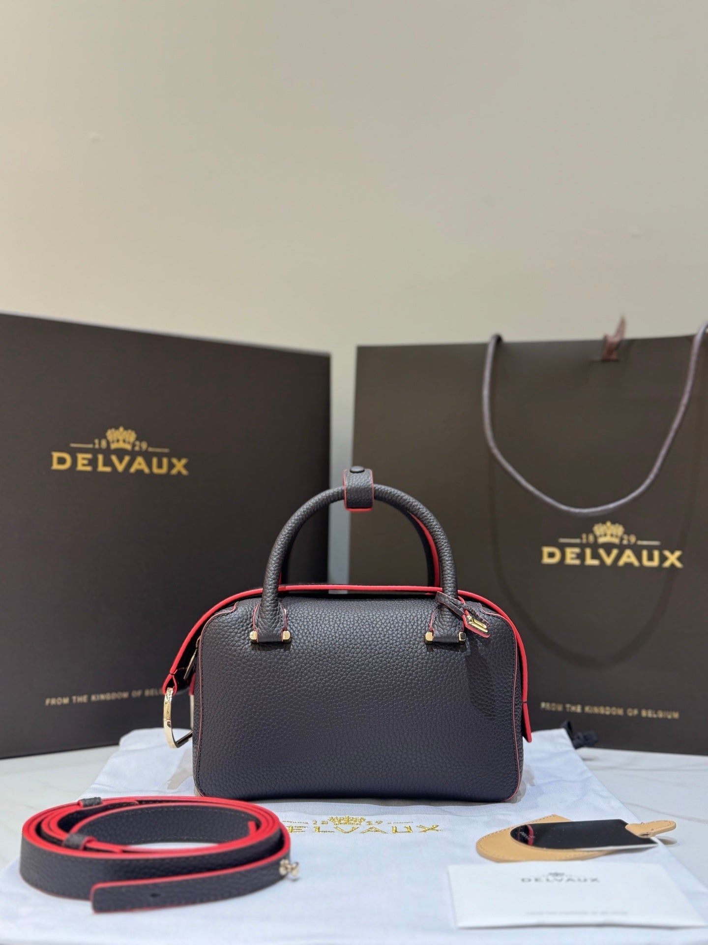 Delvaux Cool Box Mini Bohème Black / Red