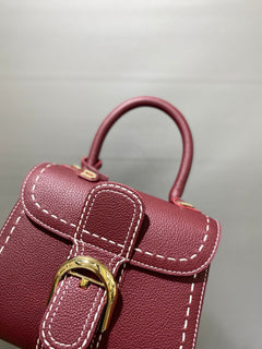 Delvaux Brillant Mini Leather Bag Bordô Ferragens Douradas