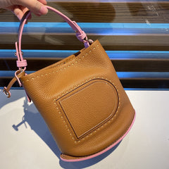 Delvaux Pin Mini Bucket Camel / Baby Pink