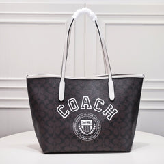 Coach City Tote Varsity Signature Canvas Brown / Off-White