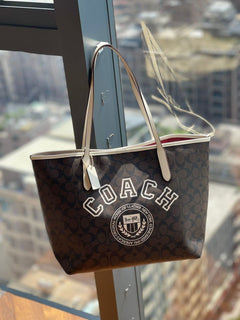 Coach City Tote Varsity Signature Canvas Brown / Off-White