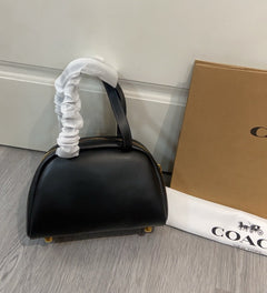 Coach Twin Turnlock Satchel Bag 20 Black Ferragens Douradas