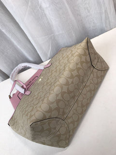 Coach City Tote Signature Canvas Khaki / Pink