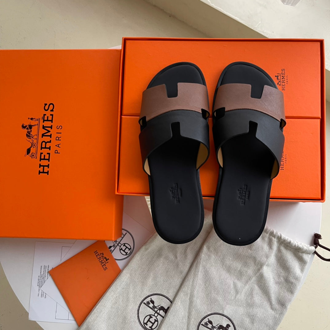 Hermes Izmir black brown Sandal.