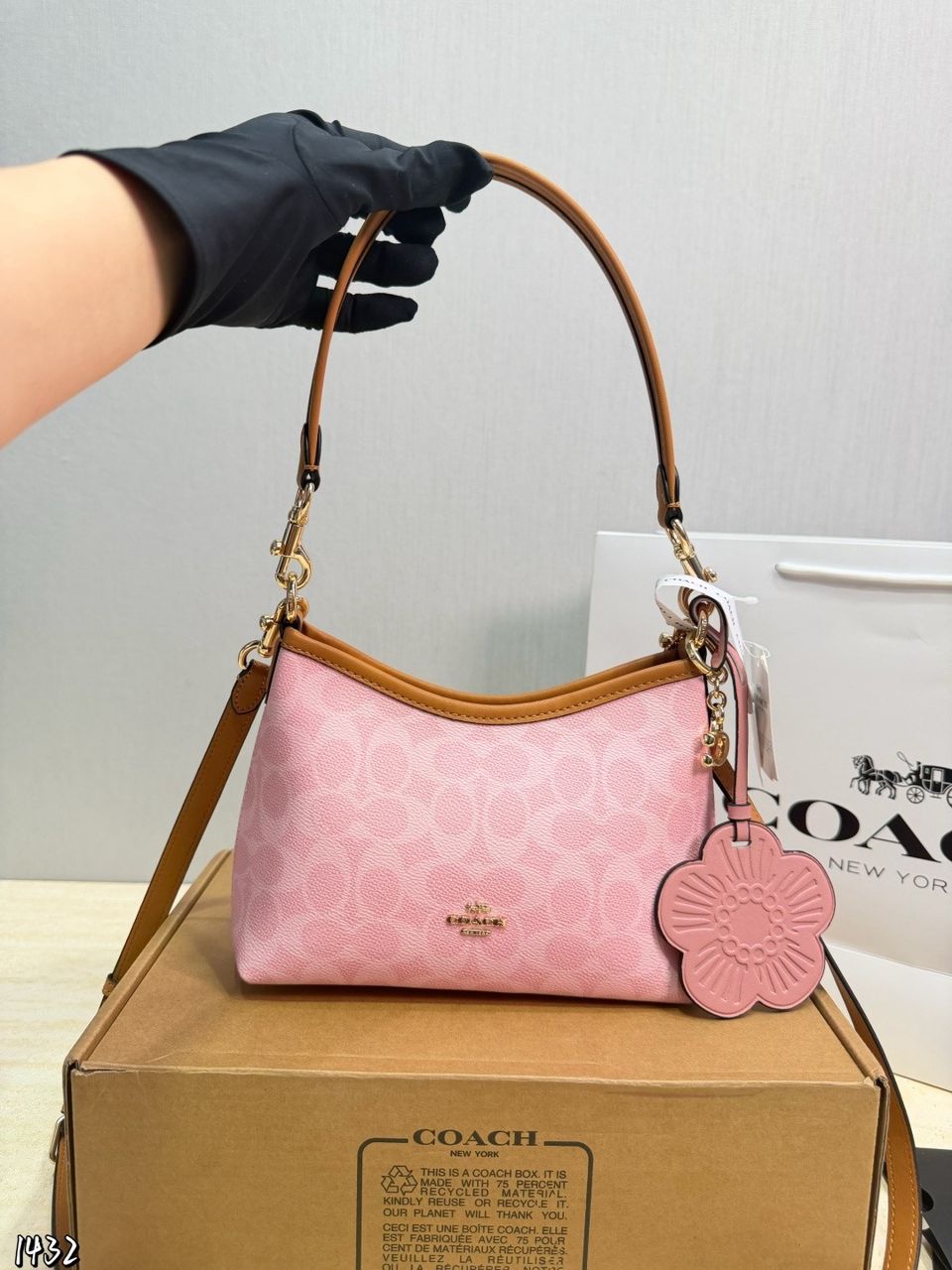 Coach Laurel Midnight Charm Shoulder Bag Pink
