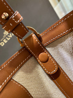 Delvaux Pin Mini Bucket Canvas Caramelo