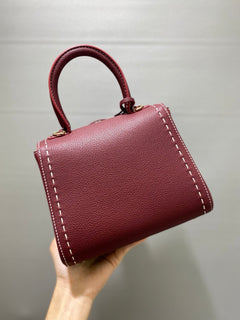 Delvaux Brillant Mini Leather Bag Bordô Ferragens Douradas