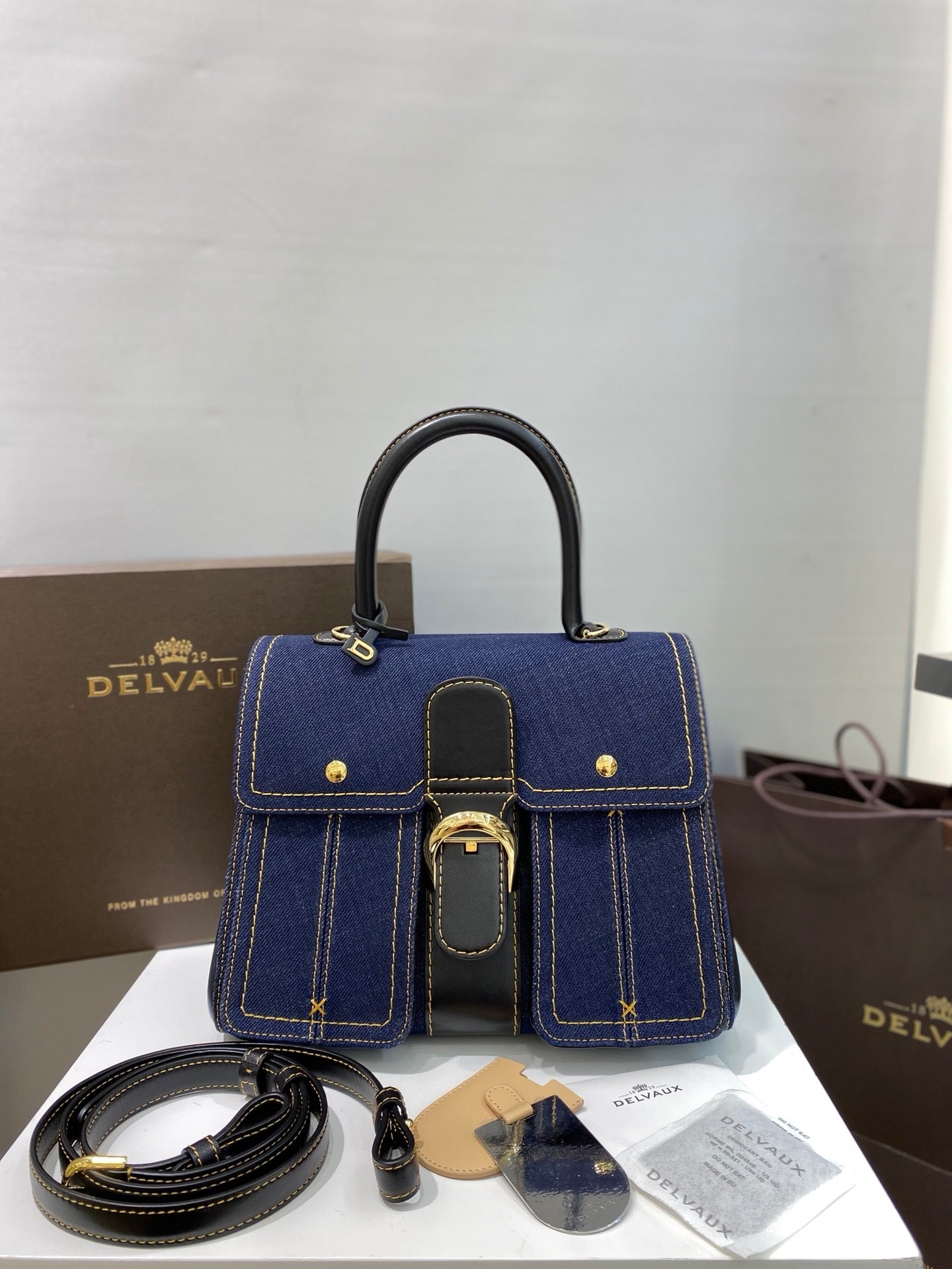 Delvaux Brillant Mini Denim Navy Blue