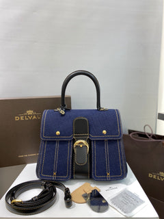 Delvaux Brillant Mini Denim Navy Blue