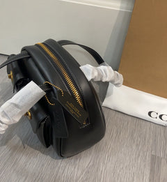 Coach Twin Turnlock Satchel Bag 20 Black Ferragens Douradas