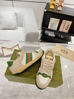 Gucci Screener GG Canvas White Perforated Leather