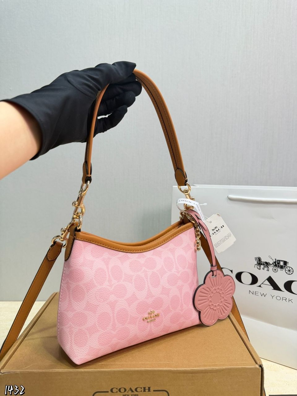 Coach Laurel Midnight Charm Shoulder Bag Pink