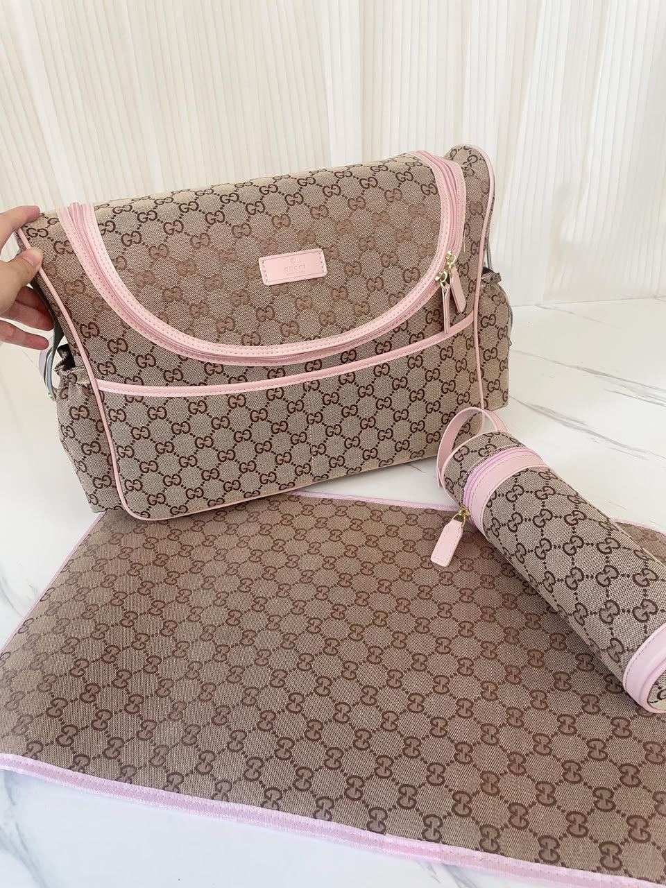 Gucci GG Canvas Diaper Bag rosa