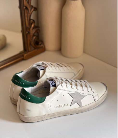 Golden Goose Superstar Leather Sneakers White/Green . ( Pronta entrega )