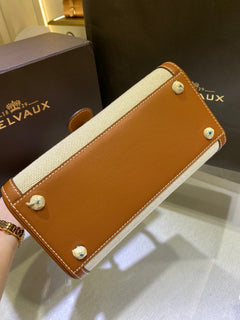 Delvaux Brillant Mini Leather Bag Off White / Caramelo