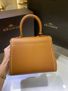 Delvaux Brillant Mini Leather Bag Camel Ferragens Douradas
