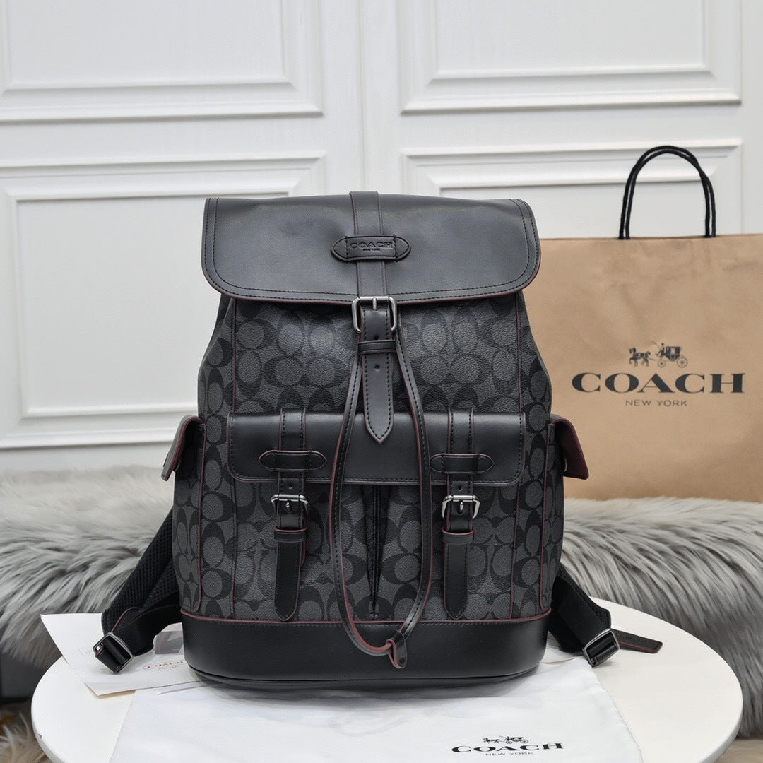 Coach Hudson Backpack Signature Canvas Black / Bordô