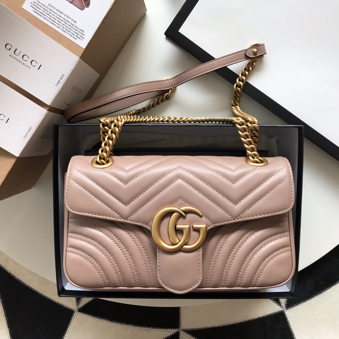 Gucci GG Marmont Small Matelasse Bag Nude.