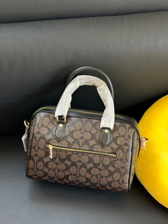 Coach Rowan Satchel Brown / Black Signature Canvas