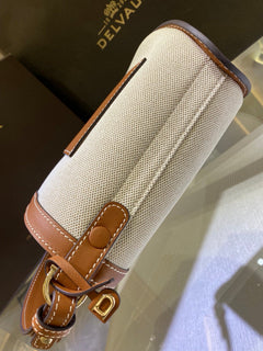 Delvaux Pin Mini Bucket Canvas Caramelo