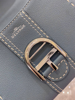 Delvaux Brillant Mini Leather Bag Cinza Blue Ferragens Prata