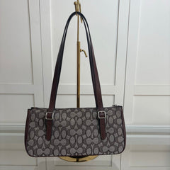 Coach Asher Shoulder Bag em Signature Canvas Grafite e Café